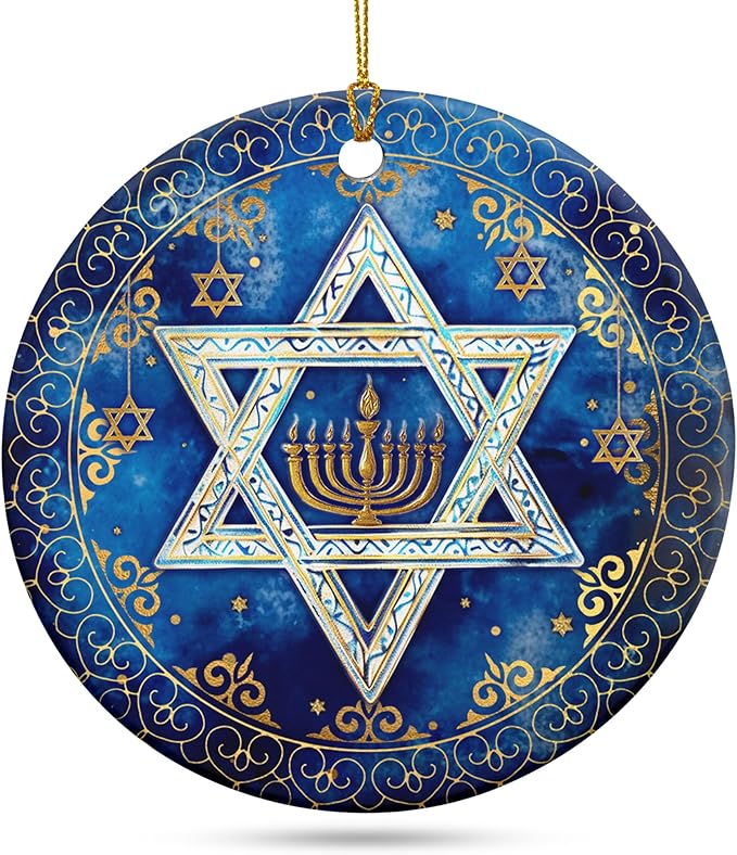 FLAGWIX Christmas Hanukkah Gifts for Men Women - Ceramic Christmas Ornaments 2025 for Tree - Hanukkah Decorations for Home, Spiritual Birthday Gifts for Mom Sister Friends, Jewish Gift Ideas