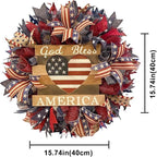 250th Anniversary Eagle Wreath, 3D Eagle Wreaths for Front Door, Red White and Blue Patriotic Wreath All-Weather Farmhouse Outdoor Holiday Decoration (E)
