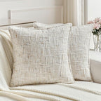 FUTEI Cream Decorative Throw Pillow Covers 20x20 Inch Set of 2,Soft Chenille Tweed Textured Cushion Case,Modern Home Decor for Couch Bed Living Room