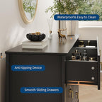 GarveeHome Fluted Dresser for Bedroom, 54 Inch Wide 6-Drawer Wood Dresser, Modern Chest of Drawers, Storage Organizer Cabinet for Living Room, Hallway, Entryway, Black