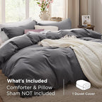Bedsure Dark Grey Duvet Cover King Size Only - Prewashed Cotton-Like Polyester Extra Soft All Season Bedding, Includes 1 Duvet Cover 104x90 Inches with Zipper Closure, Comforter Not Included