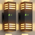 Motion Sensor Outdoor Wall Lights, Dusk to Dawn Exterior Light Fixture with 3 Modes, Waterproof Modern Dimmable Porch Light with Up Down Lighting for Patio, Garage, Front Door, Matte Black, 2Pack