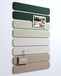 Cork Board Alternative Felt Strip Board 8-Pack 13"x2", Office Pin Board with 50 Push Pins, Adhesive Install for Bedroom Door & Home Office(Nordic Moss)