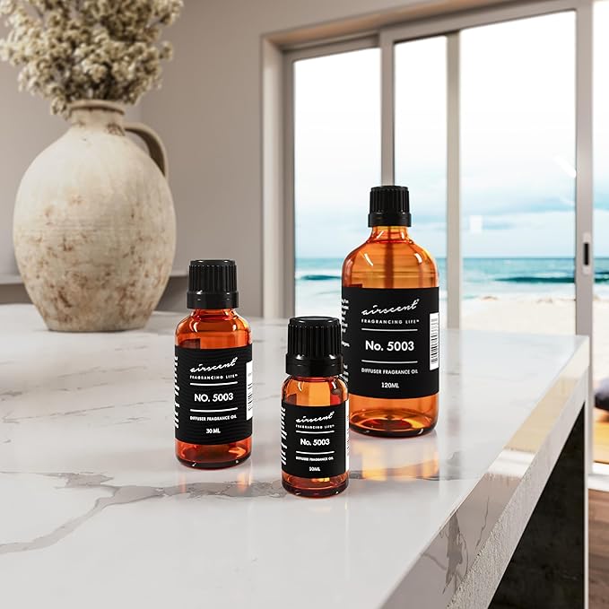 AirScent Coco-Inspired Diffuser Oil - No. 5003 Perfume Dupe - Premium Fragrance Oil Blend for Ultrasonic and Waterless Diffusers and Crafting - 120 ml, 4 fl oz Glass Bottle with Dropper