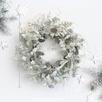 Birch Wreath with White Berries, Iced Pine Cones, Holly Leaf, Branch - 26" Winter Christmas Wreath for Front Door or Indoor Wall Window Thanksgiving Decor