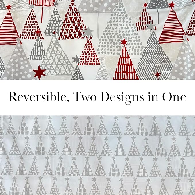 Southshore Fine Living, Inc. Full/Queen Size Christmas Quilt Set, Reversible Coverlet with 2 Shams, Holiday Queen Christmas Bedding Design - Red & Silver