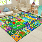 HOMORE Kids Educational Rug, 5x7 Kids Collection Area Rug for Learning Alphabet, Numbers, Colors, Season and Animal Words, Playmat for Classroom Playroom,Green