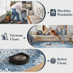 Dahlia Washable Runners for Hallways, 2x6 Blue Floral Kitchen Runner Rug,Non Slip Low Plie Hallway Rug,Boho Soft Non Shedding Carpet Runner for Bathroom Bedroom Laundry,Blue