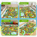 Kids Rug Play Mat for Toy Cars,110" × 78.7" Extra Large Farm Life Road Traffic for Playroom Kids Car Road Rug Village Map Play Mat Non-Slip Washable Carpet for Toddlers Boys Room Tummy Time Playtime