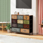 Chest of Drawers for Bedroom with 11 Deep Drawers, Tall Fabric Dresser, Wide TV Stand, Storage Organizer for Closet, Nursery, Kid's Bedroom