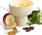 Blueme Calm Candle | Osmanthus & Sandalwood | 3 Wick - Refillable Wellness Candle with Essential Oils, Hand Finished & Poured Soy Wax Blend Ceramic Vessel, Natural Cotton Wicks | Medium 12 oz