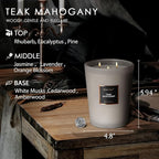 HomeLights Premium Scented Candles - 33.3 oz Natural Soy Wax, Aromatherapy for Home, Long Lasting Smokeless, 130 hrs Burn Time, 3 Cotton Wicks, Gifts for Women & Men - Teak Mahogany