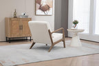 KEIKI Mid Century Modern Accent Chair, Ergonomic Design Armchair with Solid Wood Base, Includes Lumbar Cushion for Back Support