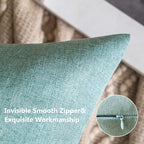 MIULEE Pack of 2 Decorative Outdoor Solid Waterproof Throw Pillow Covers Spring Euro Sham Faux Linen Garden Farmhouse Cushion Cases for Summer Patio Tent Balcony Couch Sofa 26x26 Inch Teal