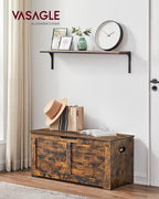 VASAGLE Storage Chest, Storage Bench with 2 Safety Hinges, Farmhouse Style, 15.7 x 39.4 x 18.1 Inches, for Entryway, Bedroom, Living Room, Rustic Brown ULSB061T01