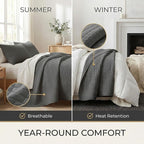 Southshore Fine Living, Inc. Oversized Quilt King Size Set, Grey Bed Spread King Size with 2 Matching Pillow Shams, Microfiber Quilted Comforter Bed Coverlet, Bedspread Set, Slate Grey Quilt