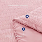 HYMOKEGE Pink Twin XL Comforter Set Seersucker 5 Pieces, All Season Luxury Bed in a Bag for Bedroom, Bedding Set with Comforter, Sheets, Pillowcase & Sham