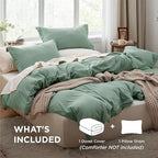 Bedsure Sage Green Duvet Cover Twin/Twin XL Size - 2 Pieces Prewashed Polyester Extra Soft Bedding Set, Includes 1 Twin Duvet Cover 68''x90'' with Zipper Closure & 1 Pillow Sham, No Comforter