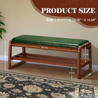 HABUTWAY Solid Wood Shoe Rack, Entryway Shoe Bench with Cushion, 2 Tier Shoes Organizer for Entryway, Hallway, Living Room-(Green,39.37"-L)