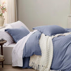 Bedsure Slate Blue Duvet Cover Full Size - 3 Pieces Prewashed Extra Soft Cotton-Like Polyester Bedding Set, Includes 1 Duvet Cover 80x90 Inches with Zipper Closure & 2 Pillow Shams, No Comforter