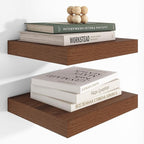 Heimlove 12 Inch Deep Floating Shelves, 12 x 12 inches Long Wall Shelf, Large Extra Display Shelf & Storage Shelf, Rustic Wood Wall Shelves for Fireplace Mantel, Walnut - 2Pack