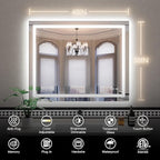 ISKM 40'' x 30'' LED Mirror for Bathroom Lighted Vanity Mirror for Wall Front Lights + Backlit LED Bathroom Mirror Anti-Fog Tempered Glass ETL Listed