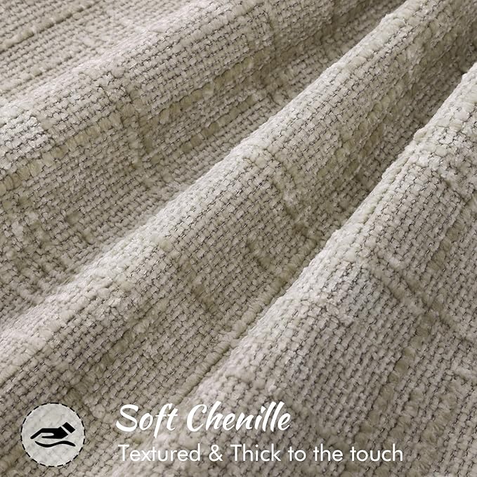 decorUhome Chenille Throw Pillow Covers 22x22 Set of 2, Thick Textured Slubby Neutral Decorative Pillow Covers with Elegant Design for Couch, Sofa, Living Room, Light Brown