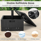 Tangkula 3-in-1 Patio Umbrella Base, 175 LBS Moveable Umbrella Stand w/Table Tray & Weighted Bag, Side Handles, HDPE Frame, 2 Pole Adapters, Garden Coffee Table Planter Box (Black)