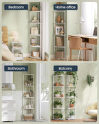 SONGMICS HOME Superfast Toolless Assembly, Corner Shelf Stand, 5-Tier Corner Standing Shelf, Living Room, Bedroom, Kitchen, 15 x 10.6 x 54.7 Inches, Snow White ULBC610W01