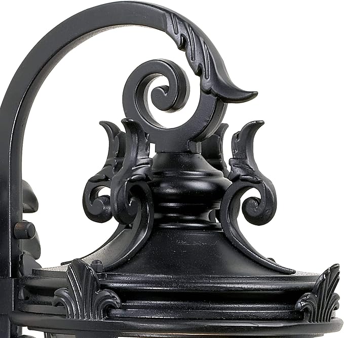 John Timberland Casa Marseille European Outdoor Wall Light Fixture Mediterranean Black Scroll Arm 21 1/2" Clear Hammered Glass for Exterior House Porch Patio Outside Deck Garage Front Door Home