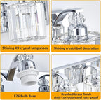 3-Light Modern Bathroom Light Fixture Chrome Vanity Lights Over Mirror Wall Sconce Lighting with K9 Crystal Shades Bathroom Wall Lamp E26 Base for Bedroom, Living Room, Hallway, Cabinet