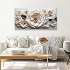 Canvas Art Wall Decor Modern Minimalist Flower Wall Decor Paintings White Flower Art Prints Floral Wall Art Pictures For Bedroom Kitchen Office Decoration 20" × 40"