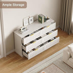6 Wooden Drawer Dresser for Bedroom Storage, Modern Farmhouse Wood Chest of Drawers with Metal Handles, Wide Storage Cabinet for Closet, Living Room, or Entryway White