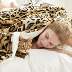Cozy Bliss Luxury Faux Fur Throw Blanket Leopard Print, Non Shedding Double Sided Sherpa Blankets Super Soft Fluffy Thick Warm Throws Home Decor for Couch Bed Sofa Women,50"*60"Inches Brown Leopard