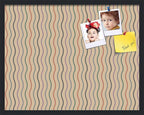 PinPix 28x22 Inch Cork Bulletin Board. This Decorative Framed Pin Board Comes with Multi Color Waves Design and a Satin Black Frame. Ideal for Home Office Decor or Message Board (PinPix-565)