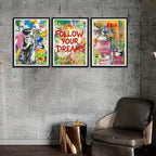 Novatique Modern Street Graffiti Wall Art Abstract Graffiti Street Print Pictures Colorful Banksy Poster for Living Room Bedroom Ready to Hang,16" x 24" x 3pcs