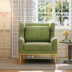Merax Luxury Velvet Accent Chair, Modern Mid-Century Armchair for Living Room, Bedroom Reading Corner, Comfortable Tufted Single Seater Sofa Chair with Iron Legs (Green)