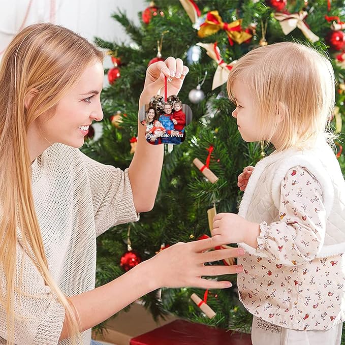 Personalized Custom Photo Ornaments for Christmas Tree - Ceramic Hanging Ornaments for Couples, Family, Wedding