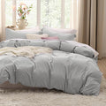 Bedsure Light Grey Oversized King Duvet Cover - 3 Pieces Prewashed Cotton-Like Polyester Extra Soft Bedding Set, Includes 1 Duvet Cover 120x98 Inches with Zipper Closure & 2 Pillow Shams, No Comforter