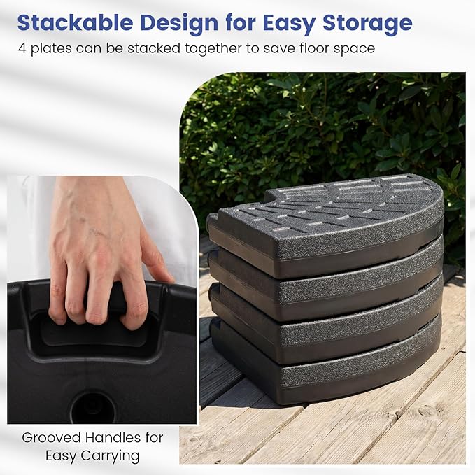 Giantex 184 lbs Offset Umbrella Base, 4 PCS Cantilever Umbrella Weighted Base, Easy-Fill Spouts, 4 Connecting Pins, Carry Handles, Water Sand Weight Fillable HDPE Umbrella Stand for Backyard Poolside