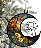 LOVELYPOD DIY Dog Ornament Suncatcher Memorial Gifts for Dog Lovers, A White Dog with Wings on Window Hangings Suncatcher, Loss of Dog Sympathy Gift, Remembrance Gifts in Memory Dog (4 Inches)