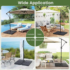 Tangkula 4 Piece 220 Lbs Umbrella Base, Offset Umbrella Weights with 4 Square HDPE Plate & 4 Connection Metal Hooks, Handle, Water & Sand Fillable Cantilever Umbrella Stand for Patio, Garden, Pool