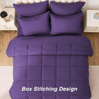 Love's cabin Twin Comforter Set Dark Purple, 5 Pieces Twin Bed in a Bag, All Season Bedding Sets with 1 Comforter, 1 Flat Sheet, 1 Fitted Sheet, 1 Pillowcase and 1 Pillow Sham