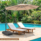Giantex Fillable Cantilever Umbrella Base, 285 lbs HDPE Offset Umbrella Stand with Wheels & T-Shape Cross Base, Water & Sand Filled, Fits Poles up to 3'', for Garden Pool Deck