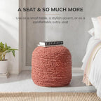 Anji Mountain 100% Handmade & Handcrafted Comfortable Home Décor Pouf Ottoman Footrest for Living Room, Bedroom, Nursery, Kidsroom, Patio Furniture - (22" x 22" x 17" - Terracotta)