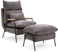 MCombo Accent Recliner Chair with Ottoman, Modern Fabric Armchair, Upholstered Sofa Bed for Living Room Bedroom, Small Space 4055 (Black Frame, Grey)