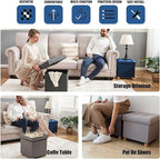 BRIAN & DANY Small Ottoman with Storage, Foot Stool Ottoman Storage Cube, Foot Rest for Couch with Legs, Blue 14.8" x 14.8" x 16"