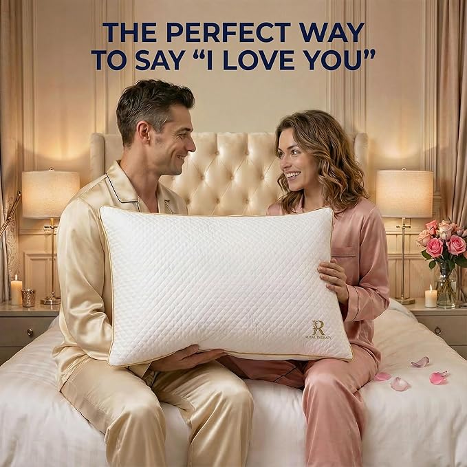 Royal Therapy Pillows Queen Size Set of 2, Shredded Memory Foam Queen, Rayon Derived from Bamboo, Queen Pillows, for Side Sleepers Bed Cooling