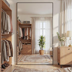 Full Length Mirror, 82"x44" Full Body Mirror, Oversized Floor Mirrors, Leaning Free Standing Mirrors, Hanging Mounted Large Mirrors for Bedroom Dressing Room, Cloakroom, Black