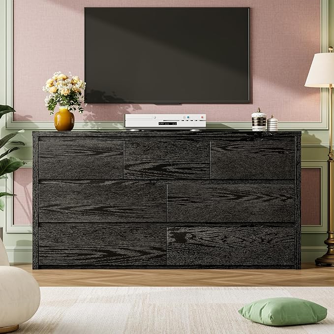 GarveeHome 7 Drawer Dresser for Bedroom, Wide Modern Chest of Drawers, Large Wood Dresser Wooden Storage Organizer for Living Room, Hallway Entryway